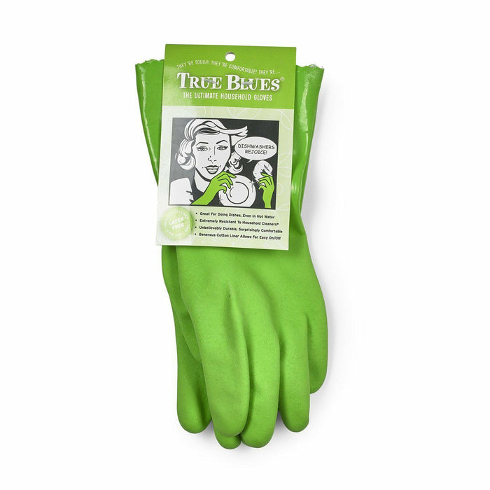 True Blue Medium Rubber Gloves, Green