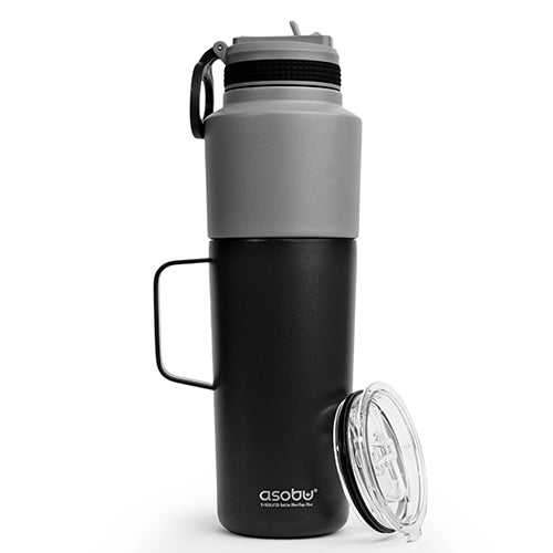 Asobu Twin Pack Water Bottle & Travel Mug 560ml, Black & Grey
