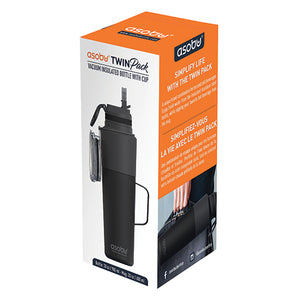 Asobu Twin Pack Water Bottle & Travel Mug 560ml, Black & Grey