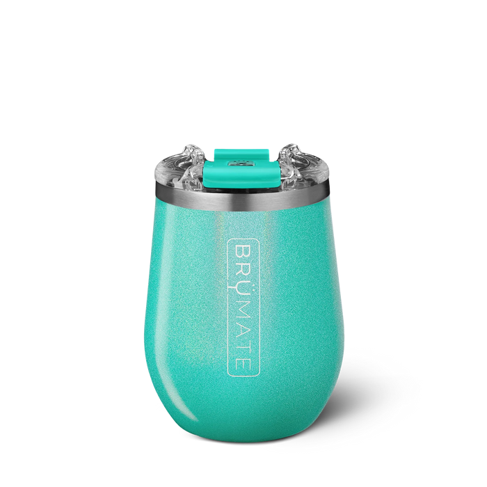 BruMate Uncork'd Wine Tumbler 14oz, Glitter Peacock